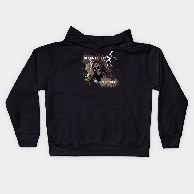 Black Coffee Matters Kids Hoodie by AO Apparel